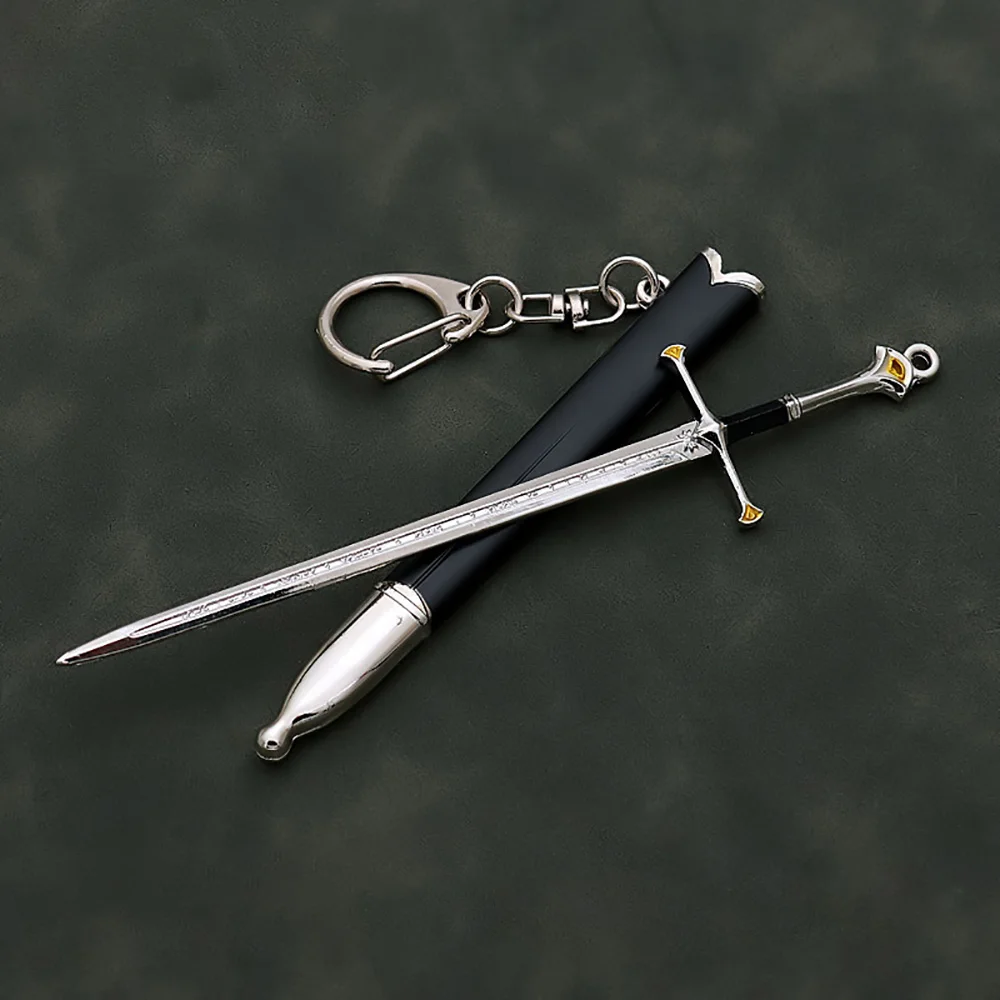 12cm Narthil Sword Keychain Medieval Movies TV Peripheral Weapon Metal Material Katana Samurai Sword Model Keychains Gifts Toys