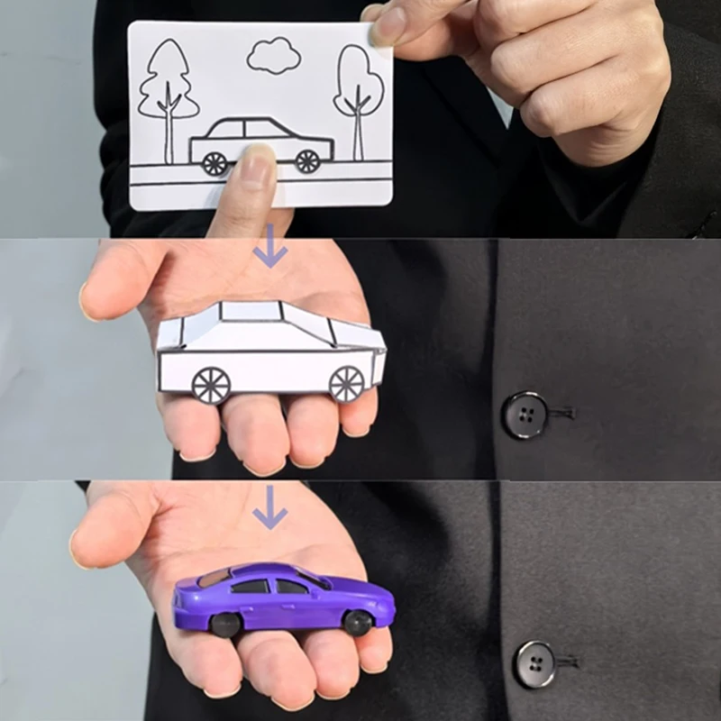 Erscheinendes Auto von Hyde Ren Zaubertricks Lustige Karte zu Papier Auto Illusion Box Zaubertricks Spielzeug Street Magic Show Zauberrequisiten