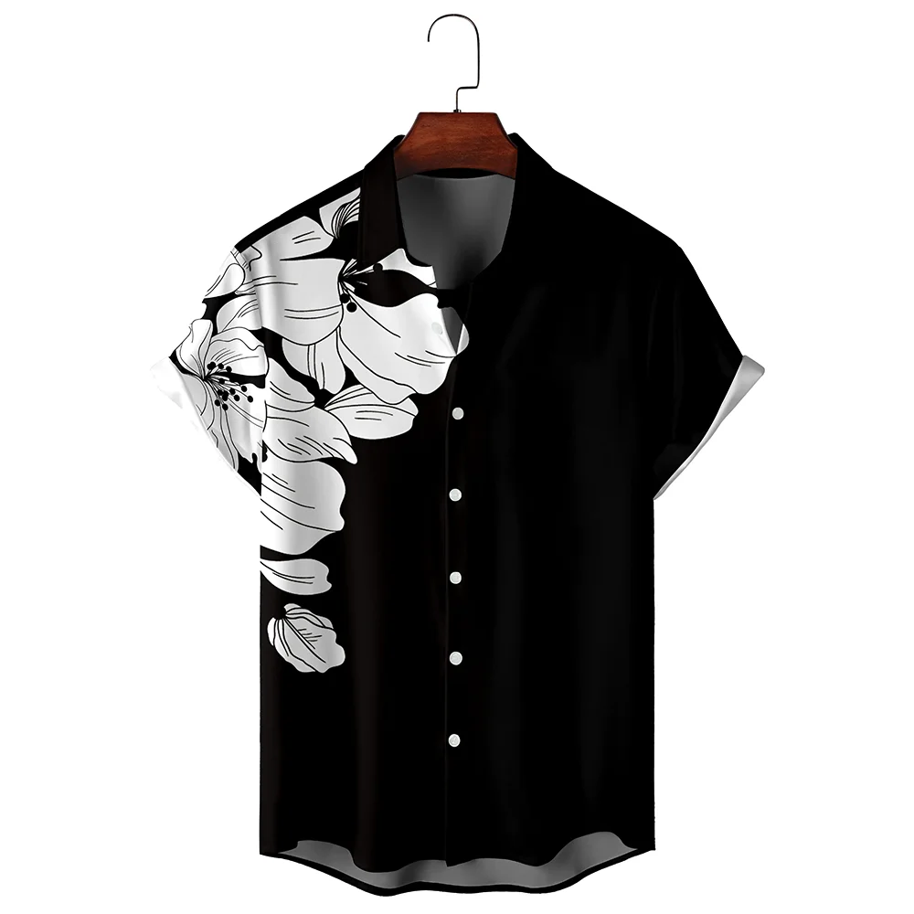 Heren Casual Shirts Dames Fris Bloemenpatroon Print Ontwerp Modieus Aan Zee Met Korte Mouwen