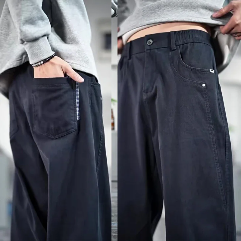 

Мужские брюки American Sle Knife Blade Workwear: модные, брендовые, весенние, хлопковые, эластичные, свободные, прямые, длинные, широкие штанины