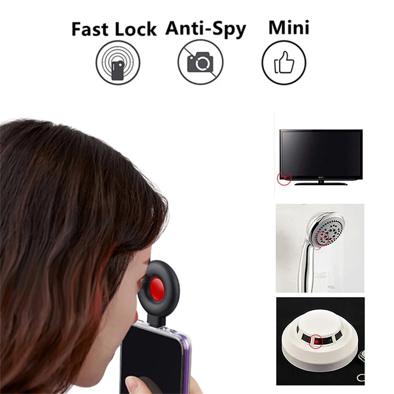 Portátil para ios USB-C anti candid câmera escondida detector de hotel ao ar livre aluguer anti-roubo câmera led ir alarme localizador