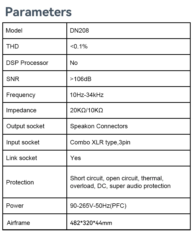 Paulkitson DN208 2-Kanal Professioneller Leistungsverstärker Klasse-D 2Ω 2×1600W Hochleistungsverstärker für Bühnenkonzerte und Live-Lautsprechersysteme – Detail 11