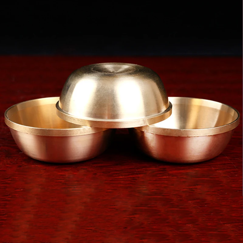 1PC Copper Bowl Brass Small Auspicious Tibetan Holy Creative Water Cup Golden Buddhist Tea Bowl Home's Gift Decorative - Image 5
