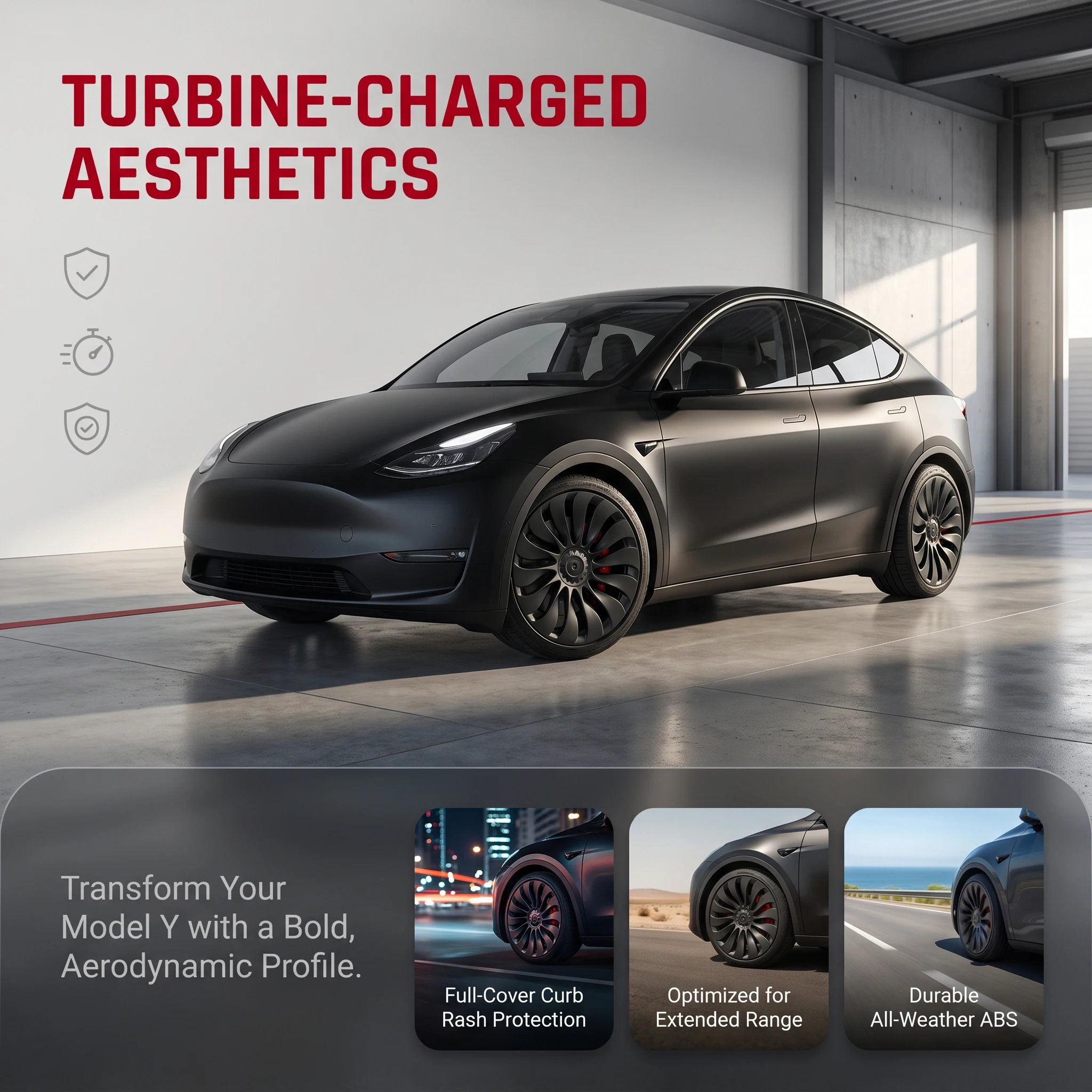 Aperture Wheel Cover 4PCS Hub Caps For Tesla Model Y Juniper Standard 2026 Full Rim 18 Inch Performance Replacement Accessories