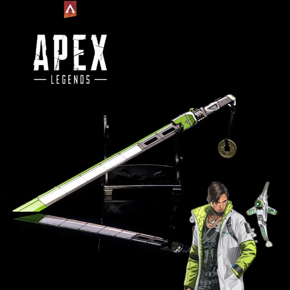 Chaveiro luminoso do jogo para meninos, faca modelo de arma, espada Katana, Apex Legends, herança cripto, lâmina Biwon, brinquedos samurai