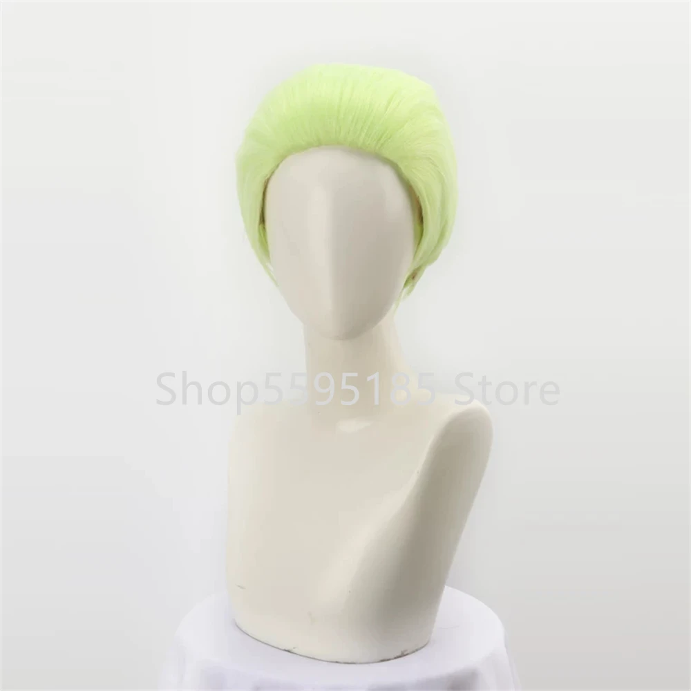 VALORANT Gekko Cosplay Wig Fluorescent Green Short Heat Resistant Synthetic Hair Pelucas Halloween Prop Wig