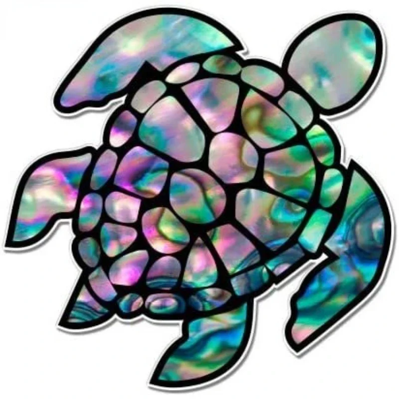 New Design Creative Turtle Car Decal Interesting Natural Shell Pearl Texture Green Purple Vinyl Decal Waterproof Decal, 13cm