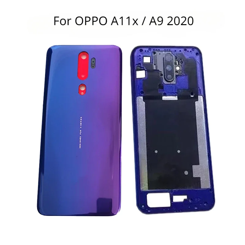 Back Battery Cover For Oppo Rear Door Case Middle Frame with Camera Lens For A11x, A9 2020, CPH1937, CPH1941