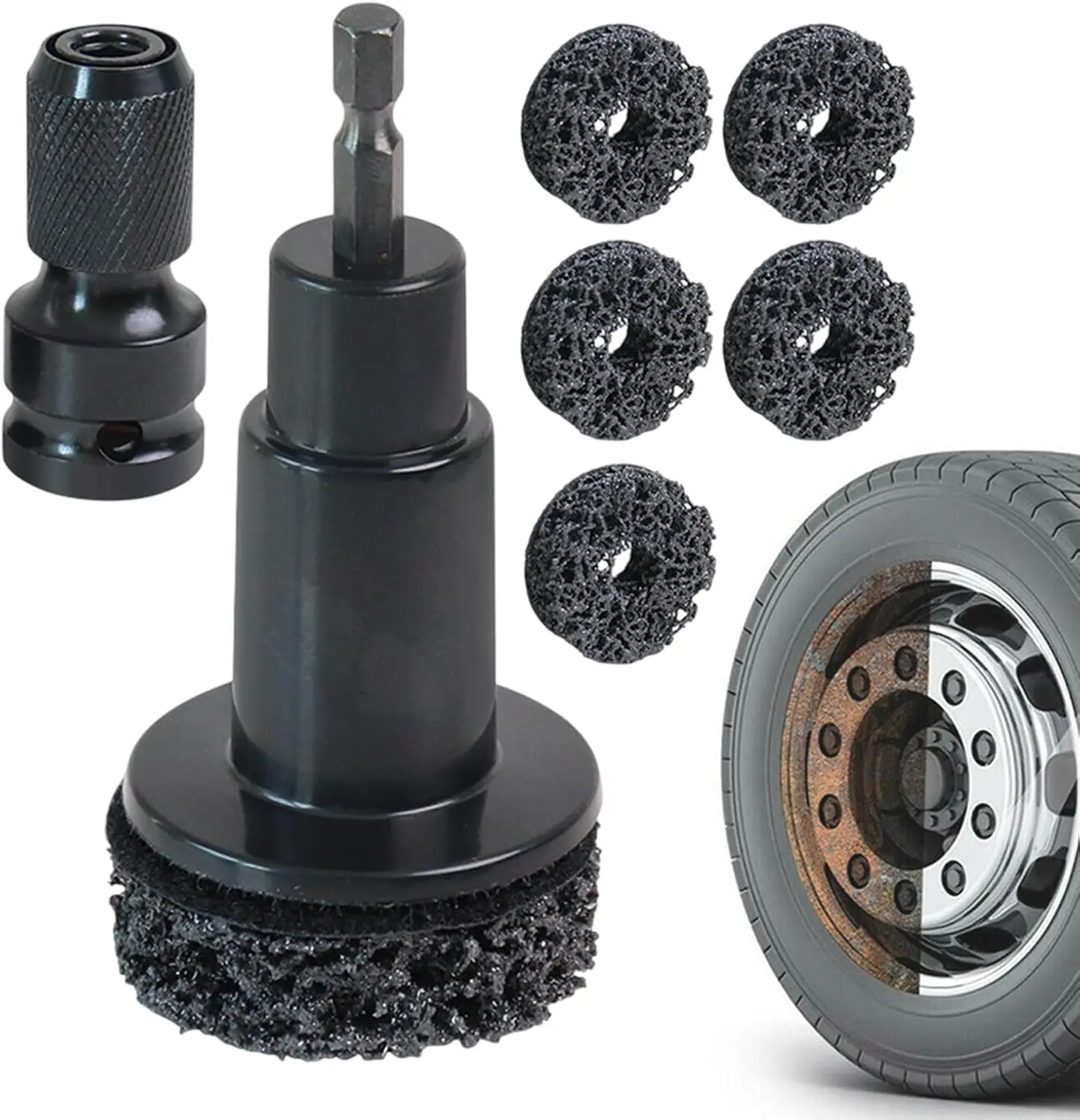 Wheel hub shaft head brake disc grinding head rust removal maintenance tool Black