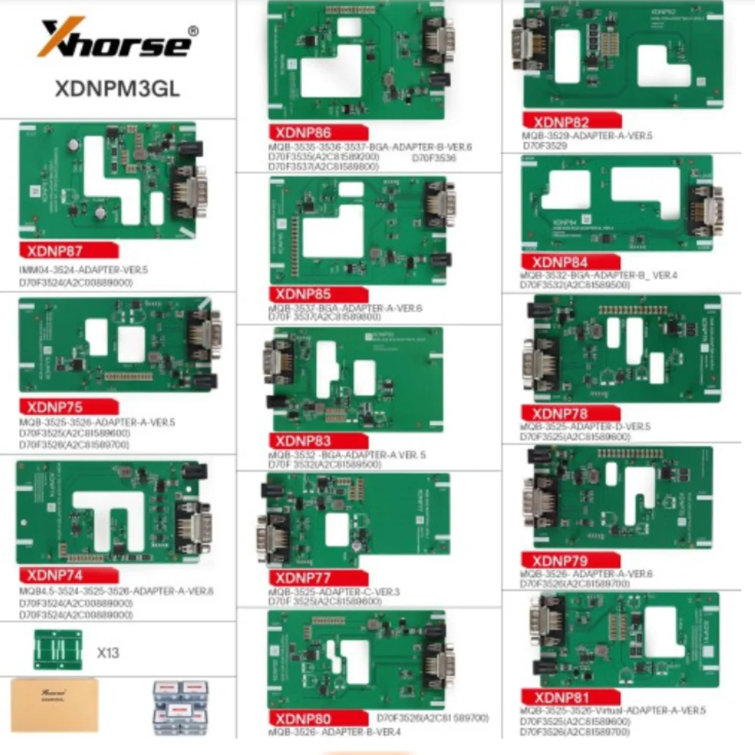 Xhorse MQB48 No Disassembly No Soldering 13 Full Set Adapters XDNPM3GL