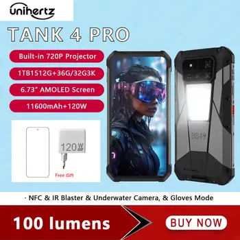 Projektor Unihertz 8849 Tank 4 Pro 5G Smartphone 1TB ROM 36GB RAM 6,73 palců 3k AMOLED displej 11600mAh 100 lumenů projektor NFC 10 nejlepší prodej nejprodávanější chytré telefony - №3