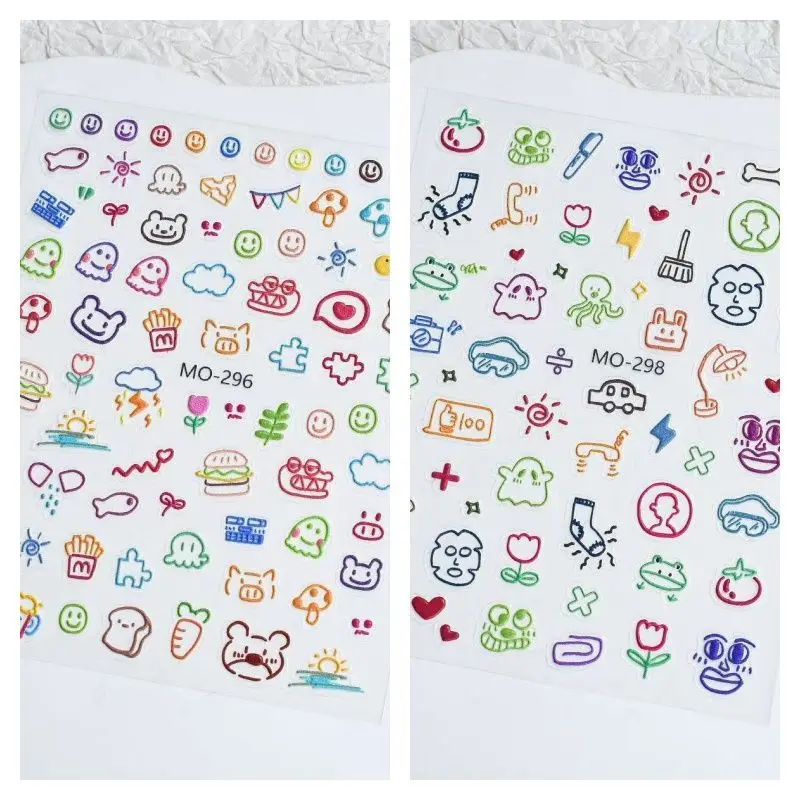 Bestseller Summer Cute Graffiti Candy Nail Stickers, DIY Sweet Manicure Decor Nail Decals