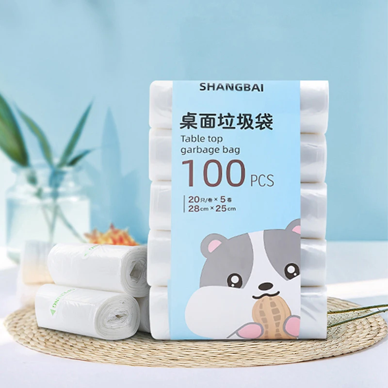 100Pcs Thicken Desktop Small Garbage Bags Household Car Mini Disposable Plastic Rubbish Bags Trash Bag