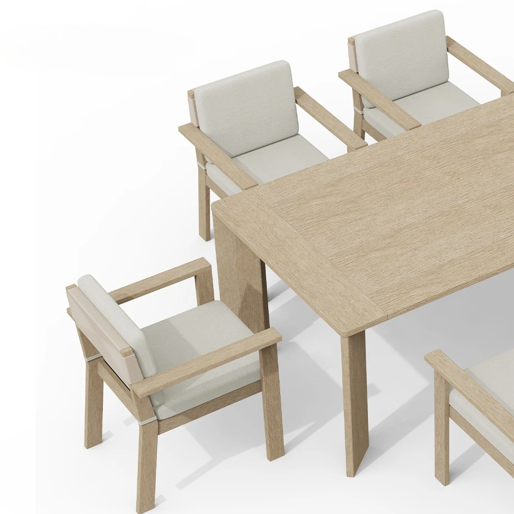 *Wholesale Restaurant Furniture Set Cafe Bar Solid Teak Patio Table And Chairs Wooden Garden Set Outdoor Dining Set