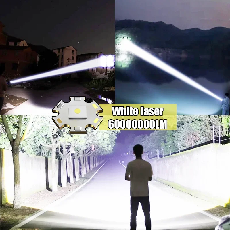 Xiaomi 6000000LM Leistungsstarke LED-Taschenlampe, starke Taschenlampe, wiederaufladbare Lampe, hohe Leistung, Totalaufnahme, 4 km, taktische Taschenlampen, Camp