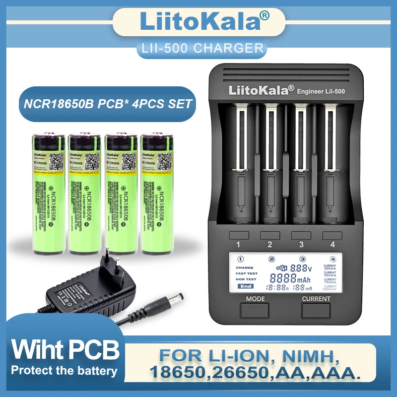 

Зарядное устройство Liitokala 18650 3,7 в 3400 мАч NCR18650B для перезаряжаемой литиевой батареи, защитная плата, подходящий фонарик