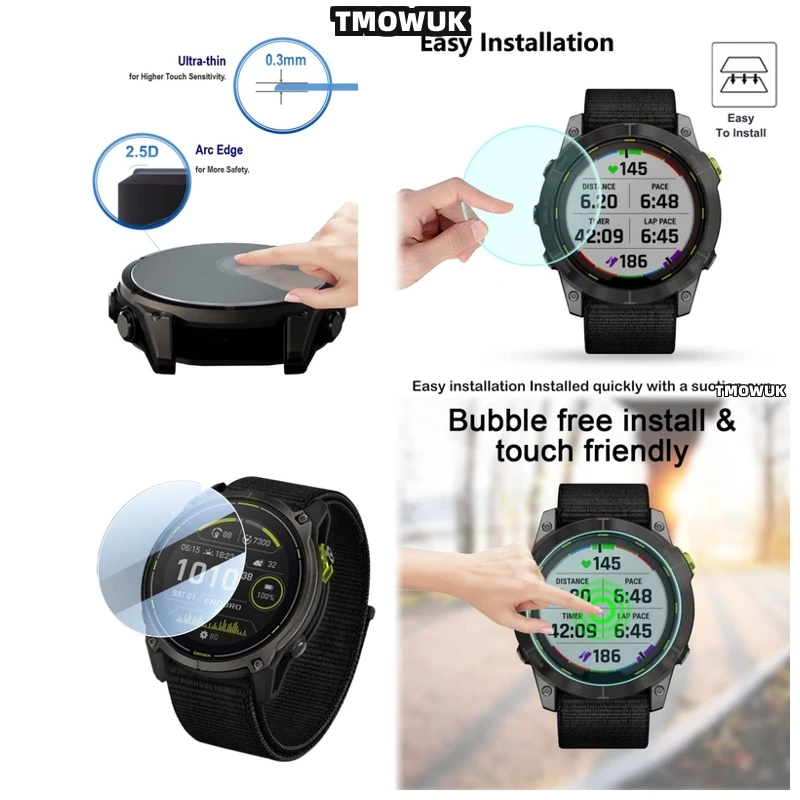 

​​For Garmin Enduro 2 3 Enduro2 Enduro3 Tempered Glass Film Protector - Easy Install HD Clear Scratchproof 9H​​