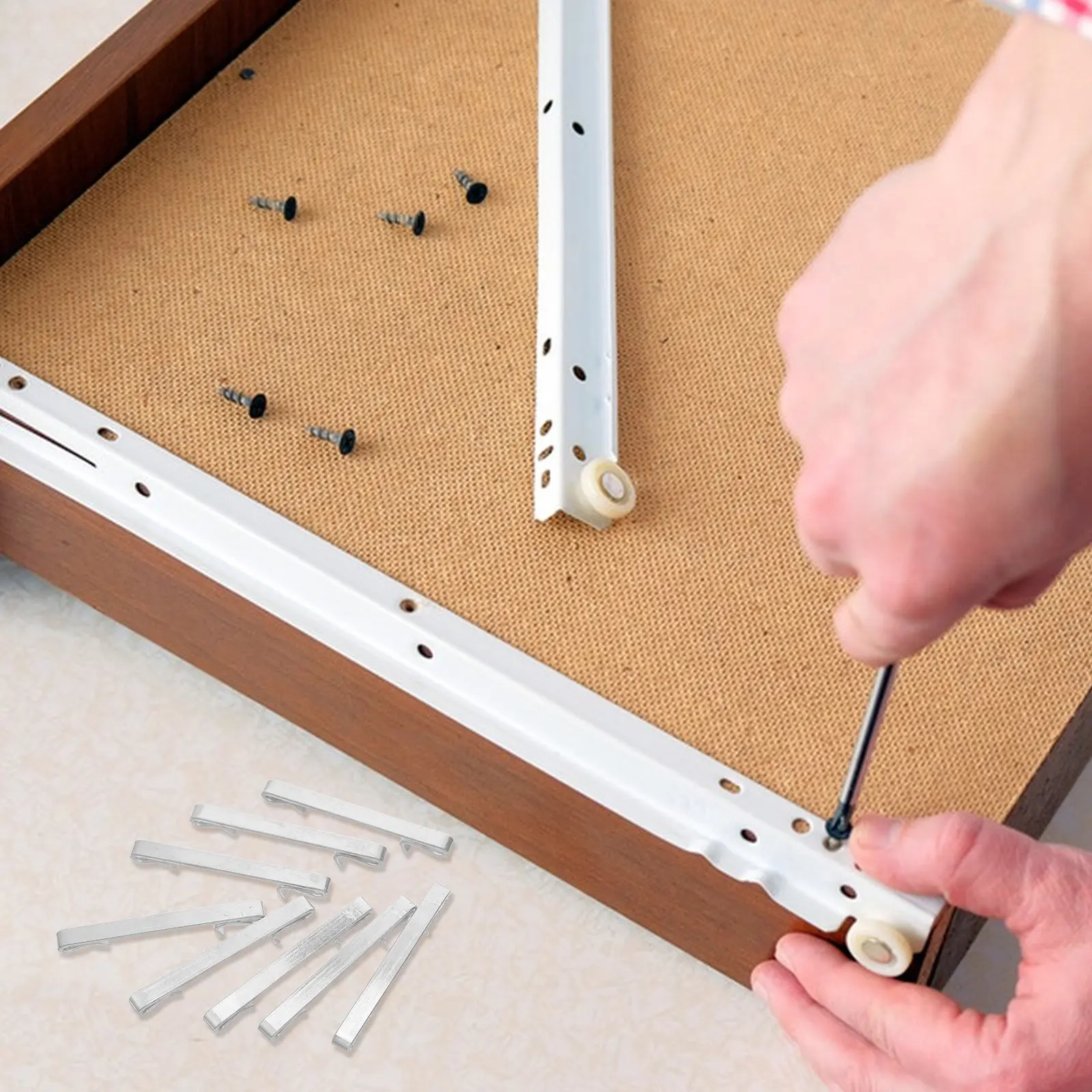 

12 шт. фиксаторов для выдвижных ящиков с пружинным механизмом, зажимы для крепления ящиков, для кухонных шкафов, ванных комнат, туалетных столиков, фиксации панелей шкафов