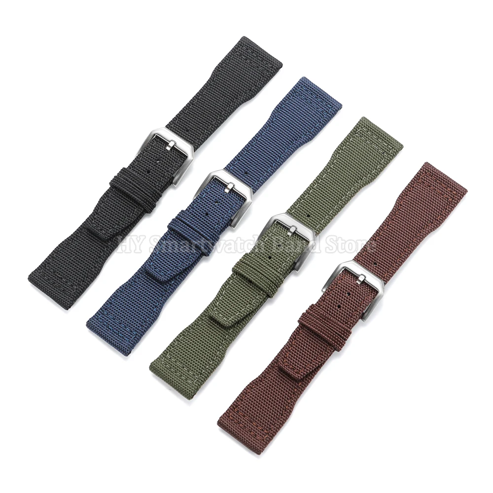 Correa de reloj Cnavas de nailon de 20mm, 21mm y 22mm para IWC Pilot Series, repuesto de pulsera para hombres y mujeres, accesorio de pulsera con cierre de Pin de Metal