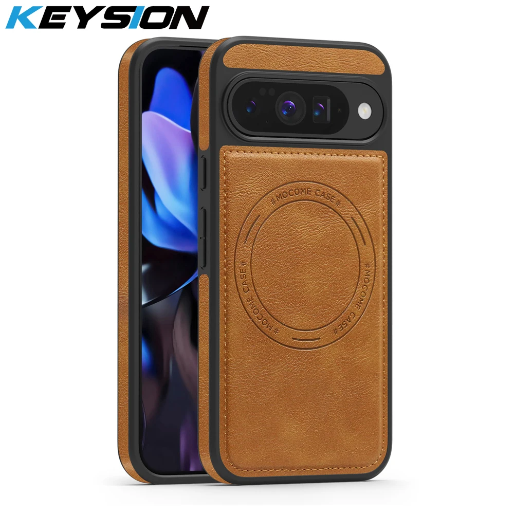 

Роскошный ретро-чехол KEYSION из искусственной кожи для MagSafe для Google Pixel 10 Pro XL, магнитный противоударный чехол для телефона Pixel 10A