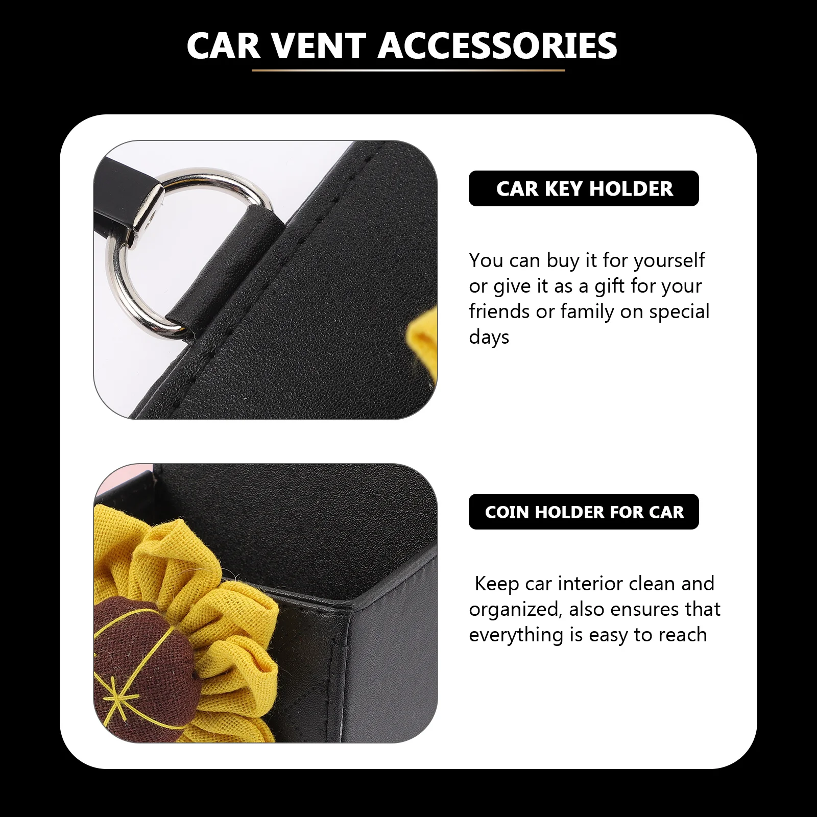 

Car Air Vent Organizer Hanging Storage Bag Cell Phone Key Coin Holder Car Accessories Change Pen Sunglasses Holder