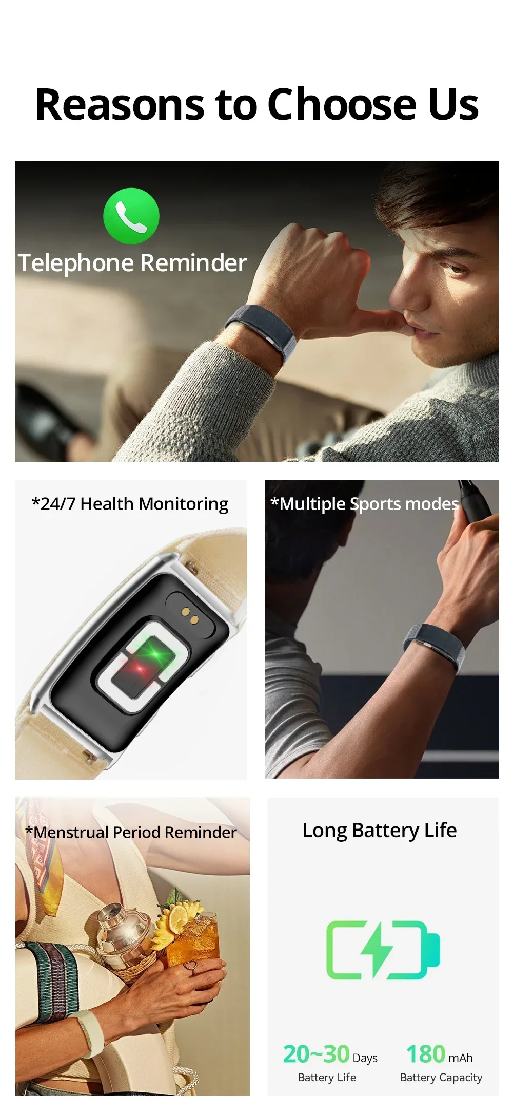 2026 Neues VWAR LOOP X Smart Band SOS Herzfrequenz- und Blutsauerstoffmessung IP68 Wasserdichter Fitness-Tracker Ohne Bildschirm Smart-Armband – Detail 7