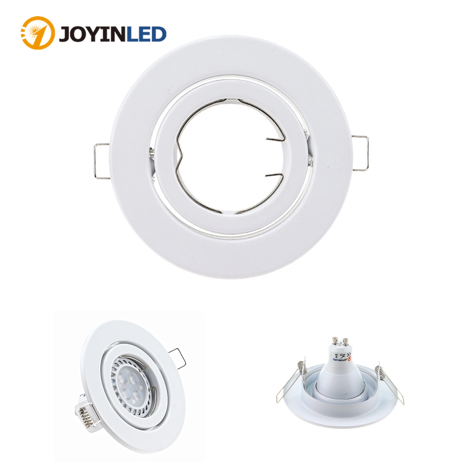 

1/10 шт. белых встраиваемых потолочных светильников, круглые светодиодные даунлайты GU10 для потолочного монтажа, рамка для лампы с патроном GU10 MR16