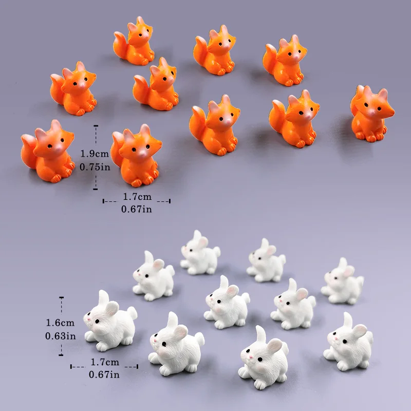 20Pcs Easter Rabbit Christmas Old Man Fox Horse Sheep Cat Frog Squirrel Figurine Miniature Fairy Garden Decoration Accessories