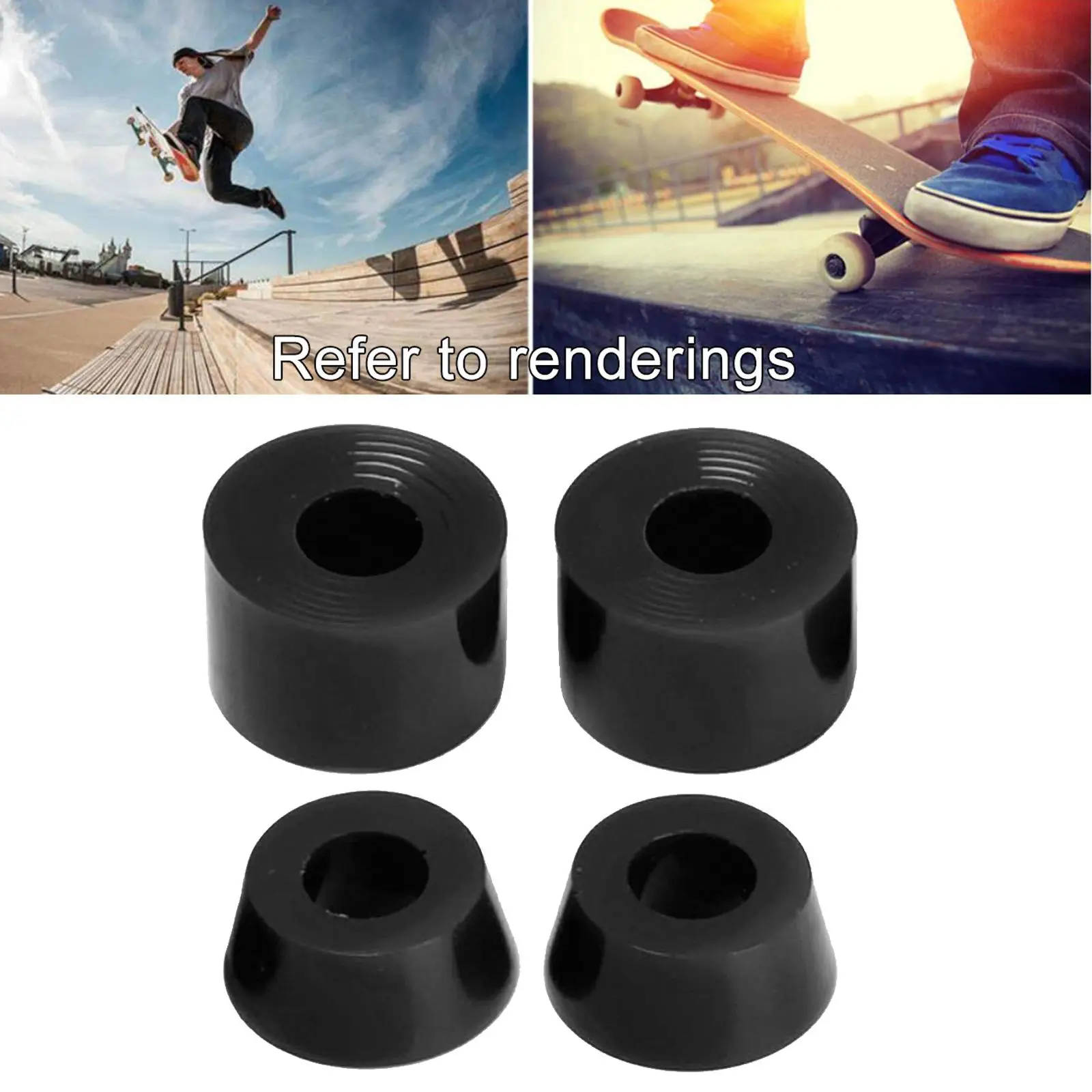 3-4pack 4x 92A Skateboard Truck Bushing Longboard Replacement Bushings Black