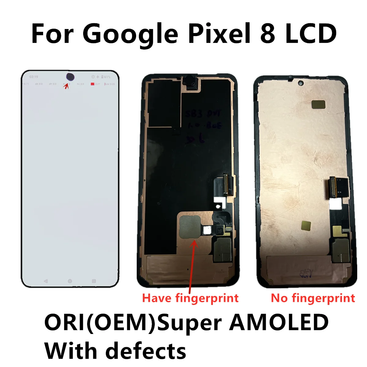 ORI(OEM) 90HZ AMOLED LCD Google Pixel 8用ディスプレイスクリーン 
