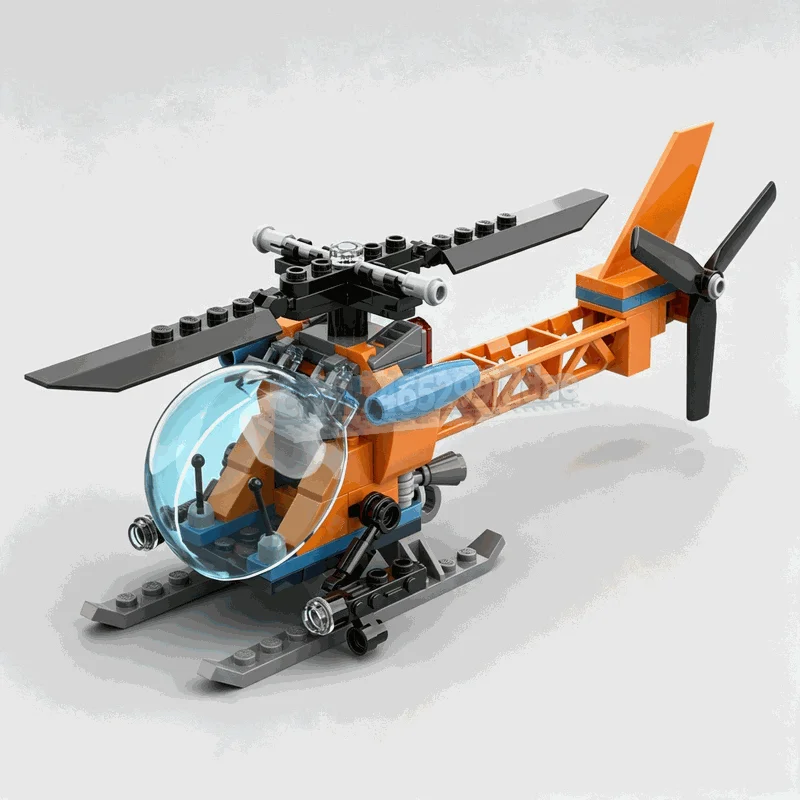 114PCS Explorer Helicopter Building Blocks Aircraft Model DIY Assembly Rotating Rotor Aviation Display Collection Festival Gift