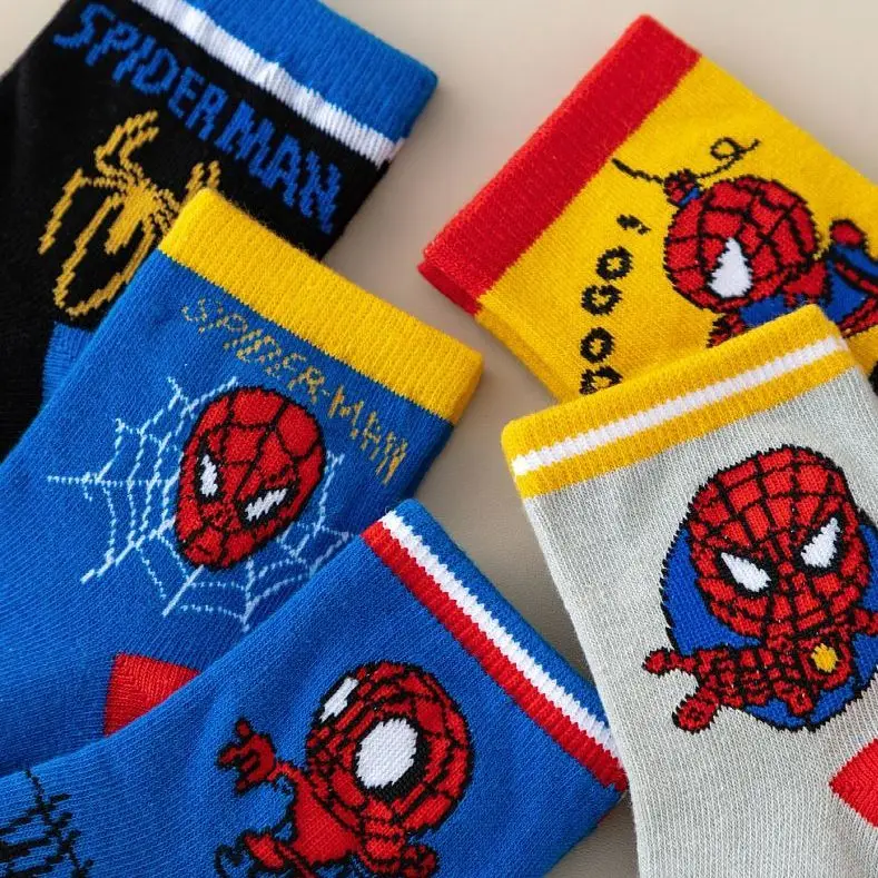 Spider-Man Cartoon Autumn and Winter Thickened Warm Mid-Tube Socks Personalized Handsome Boys Deodorant Comfort Socks Wholesale