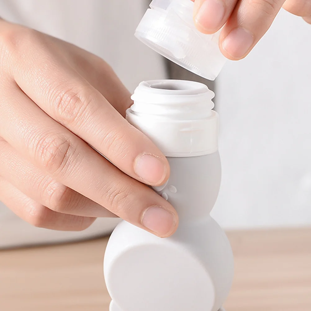 

2Pcs Silicone Bottle Portable Cartoon Lotion Dispenser Bottle Travel Storage Bottles Grey Cat Bear Style Reusable Cosmetics