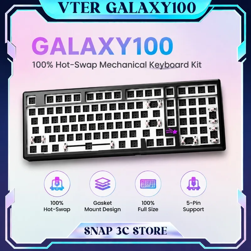 VTER Galaxy100 Mechanical Keyboard Aluminum Alloy Kit 101 Key Hot Plug RGB Ergonomics Wireless DIY Game Office Keyboard Gift