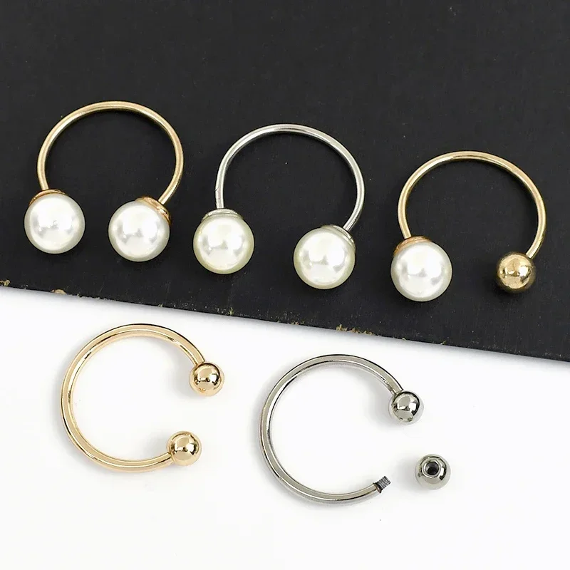 Meetee 5/10Pcs 15-60mm Metal U-shaped Double-headed Buckles Screw Swimwear Shoes Clothes Collar Decorative Sewing Button Hook