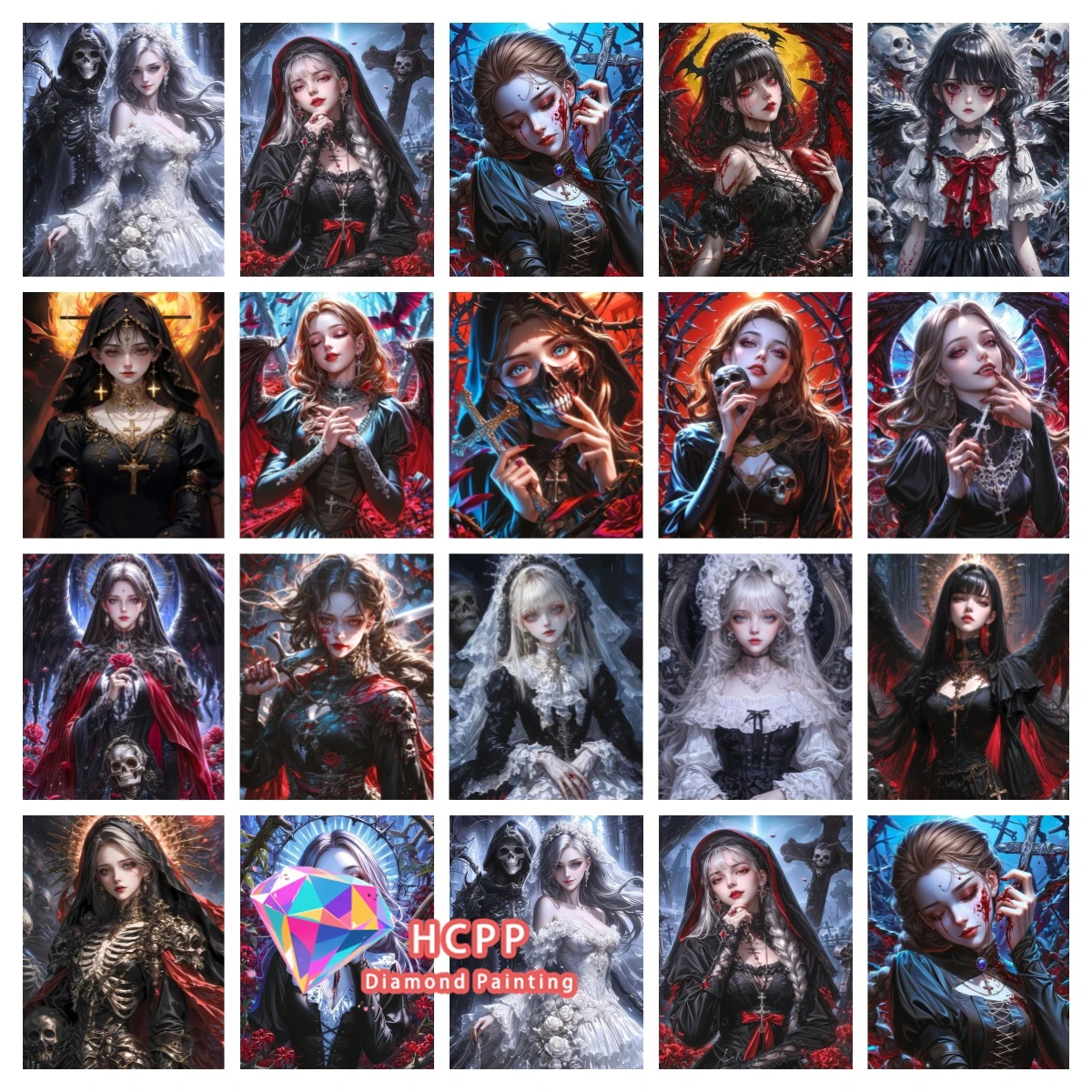 Cartoon Mädchen Diamant Zeichnung Kit 5D DIY Vampir Schädel Diamant Stickerei Kreuz Stickerei handgemachte Kunst Geschenk Home Dekoration