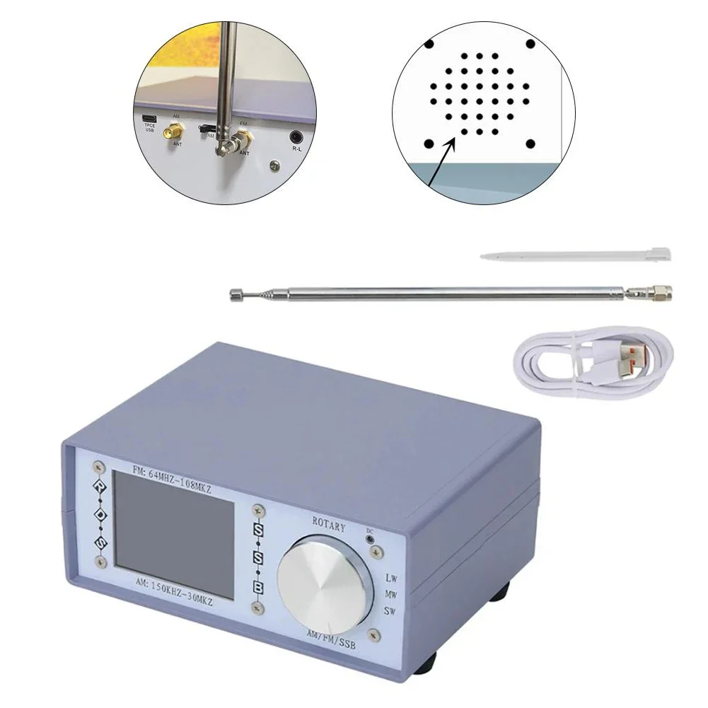 165mm X 120mm X 70mm Full Band Radio AM Antenna FM SSB Radio 2.8-inch Touch Screen 4000mAh Battery ABS Material