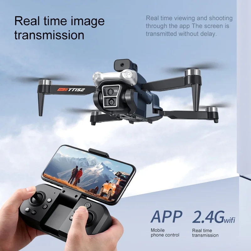 

Yt152 Brushless Drone 4k Fpv Triple Camera Electric Adjustment Four Axis Aircraft With Optical Flow Obstacle Avoidance New Model
