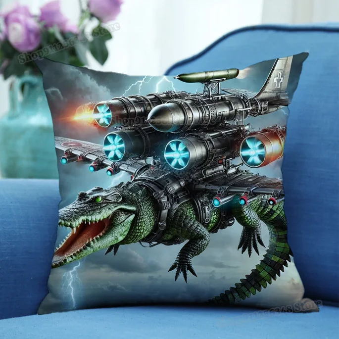 

Абстрактная итальянская наволочка с принтом животных Brainrot Bombardiro, крокодиловый декор, наволочка для гостиной, дивана, автомобильное сиденье, чехол для подушки