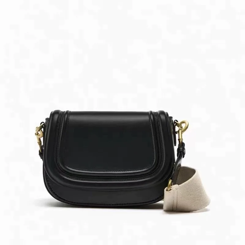 Summer New Product Women\'s Wide Canvas Shoulder Strap Design Women\'s Retro Underarm Shoulder Bag Daily Commuting Handbag