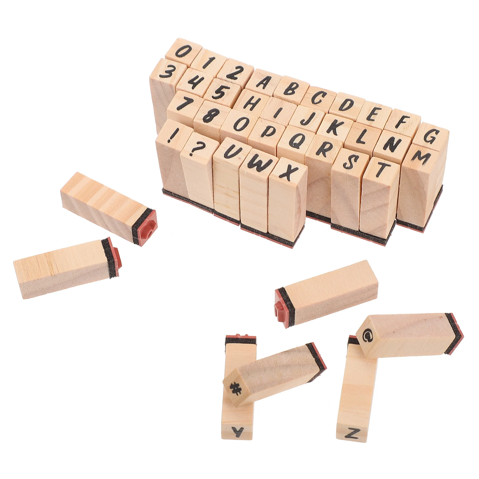 Wooden Stamp Set Decorative Number Alphabet Seal Scrapbook DIY Stamps Kids Safe Natural Material Storage Container
