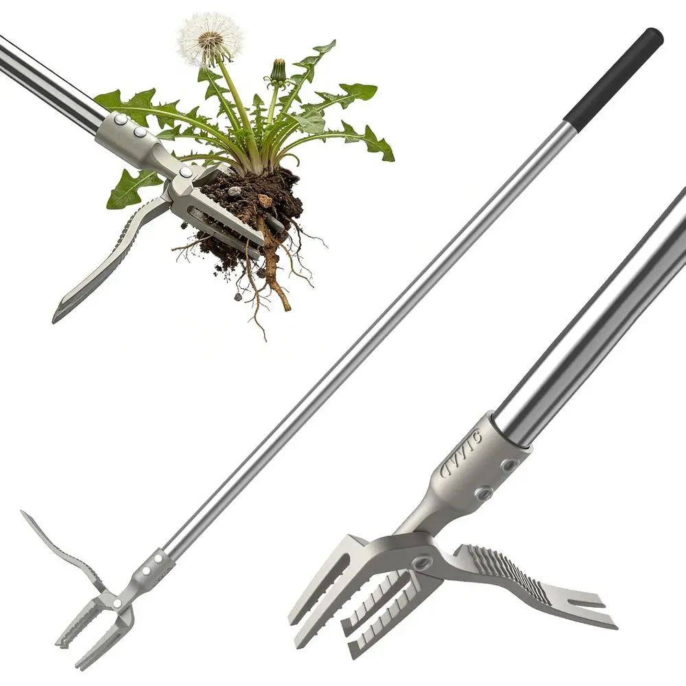 

Manual Weed Puller Tool, 47" One-Piece No Assembly StainlSteel Garden Weeder with Long Handle, Stand Up Heavy Duty Weeding Tool