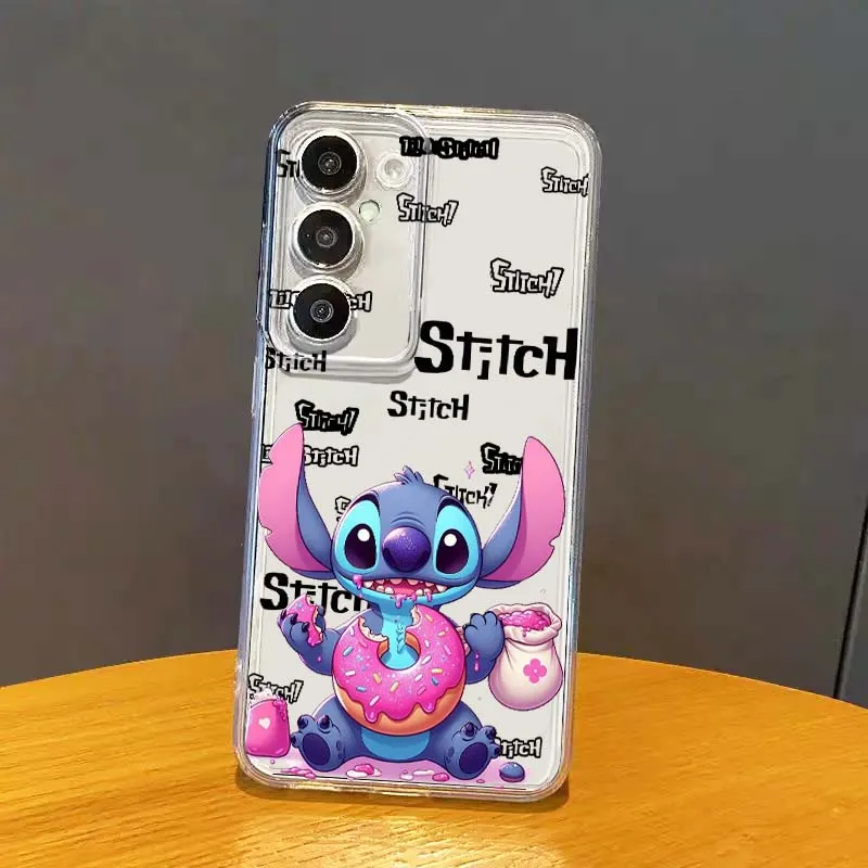 

Cute Stitch Disney For Samsung Galaxy S25 S24 S23 S22 S21 S20 S10 Lite Plus FE Edge TPU 5G Transparent Phone Case