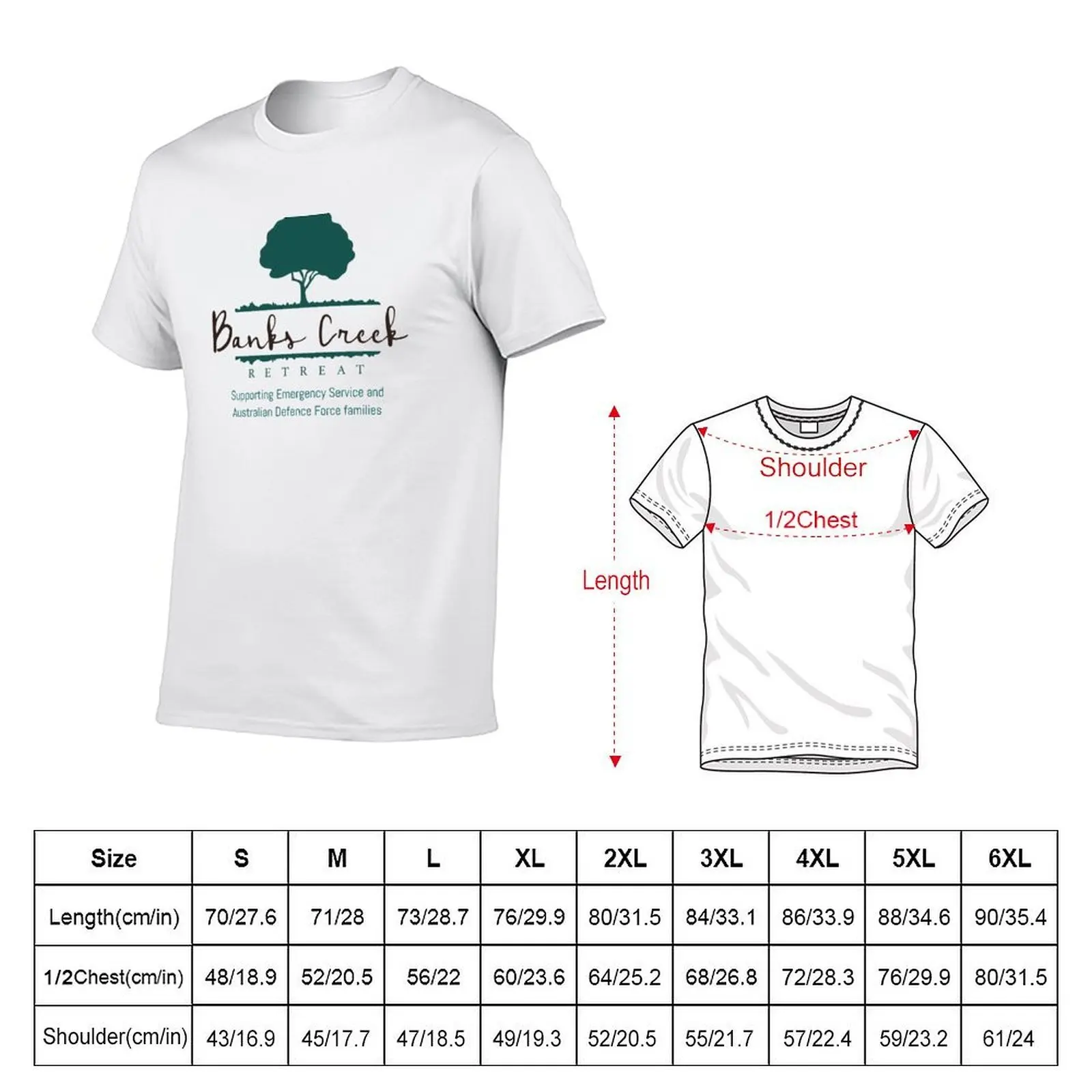 Banks Creek Retreat LOGO ONLY - Original Colours T-Shirt Short sleeve tee street wear Men's t shirts