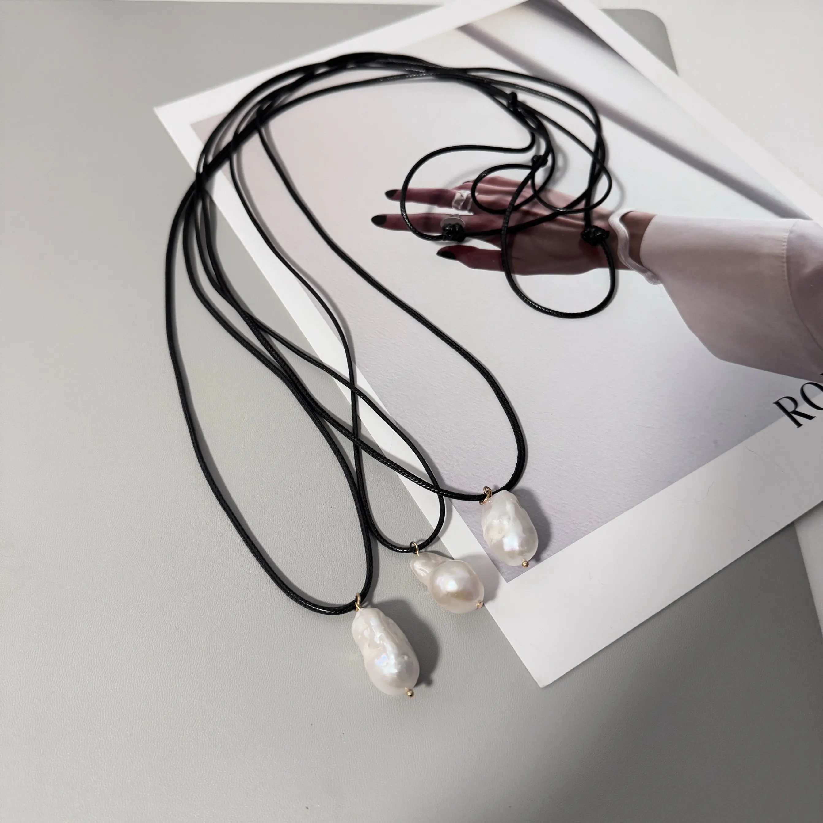 Natural Baroque Pearl Necklace Pulling Adjustment Rope AAA20-25mm