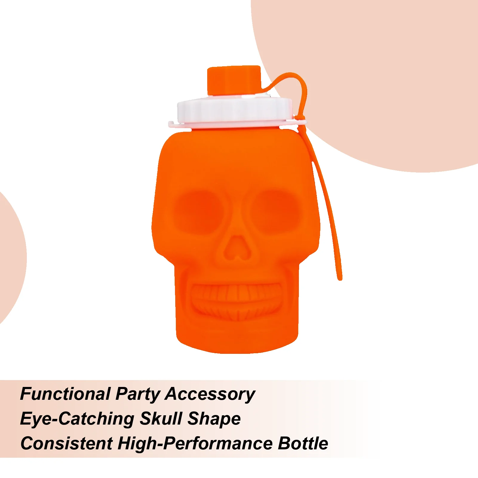 Foldable Water Bottle Skull Sports Water Bottle 650ml Leakproof Travel Mug For Cycling Airplane Running Outdoor Hiking Camping