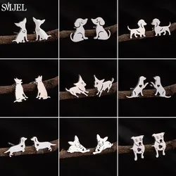 Stainless Steel Chihuahua Dog Stud Earrings for Women Girls Cartoon Corgi Bulldog Poodle Earings Animal Ear Jewelry Accessories