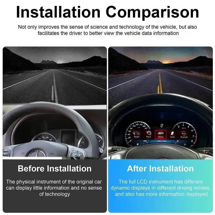 For Benz Vito 2016 - 2023 Digital Dashboard GPS Speedometer Carplay Virtual Cockpit Tachometer Odometer LCD Instrument Panel