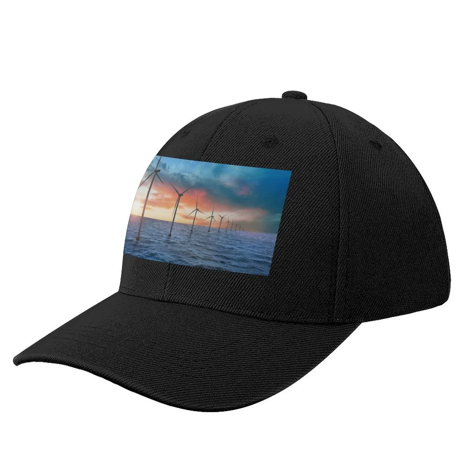 

Floating wind turbines installed in sea. Alternative energy source Baseball Cap hiking hat Golf Hat Men Golf Wear Women's