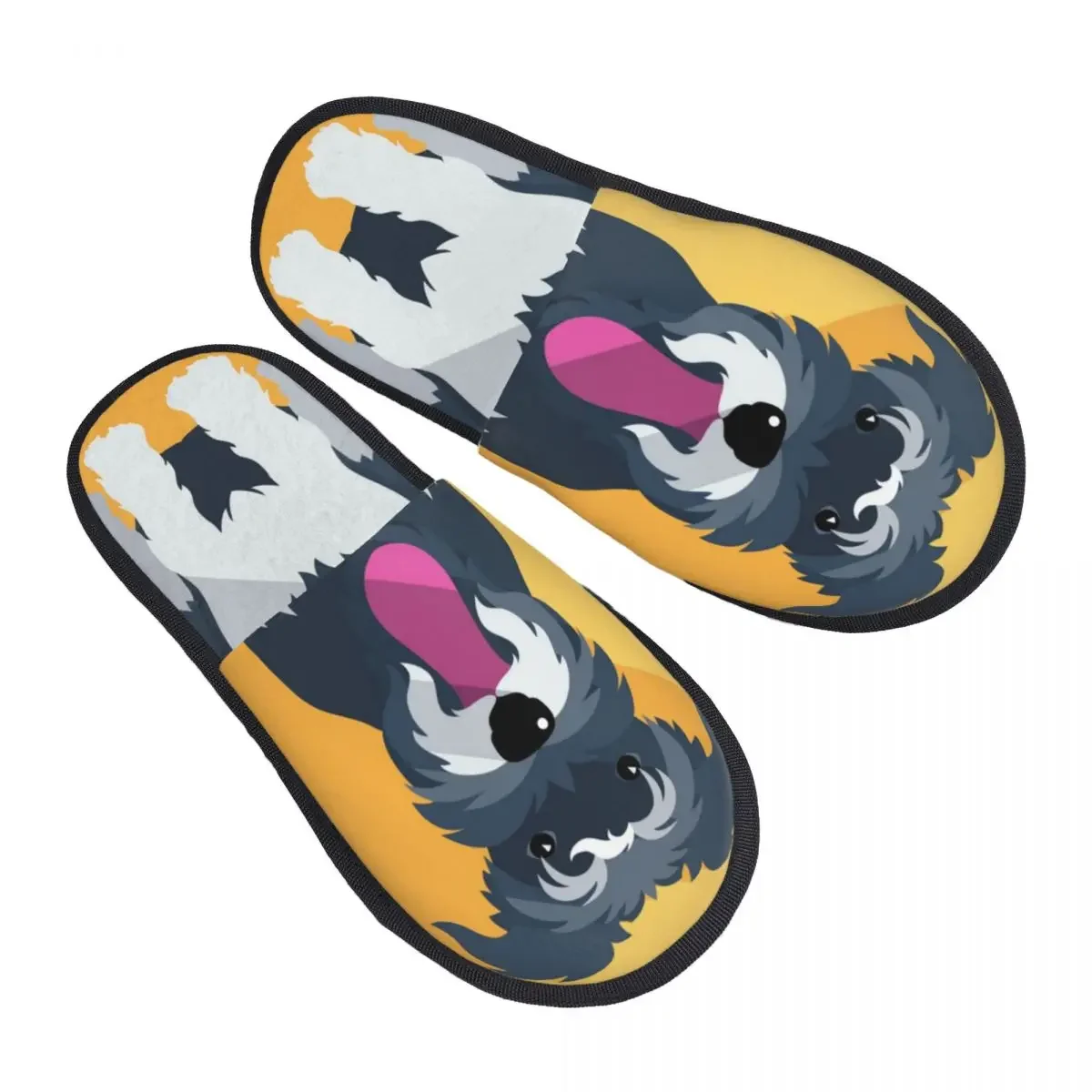 

Зимние тапочки для женщин и мужчин, модные пушистые теплые тапочки, домашние тапочки для собак, миниатюрный шнауцер, забавная обувь